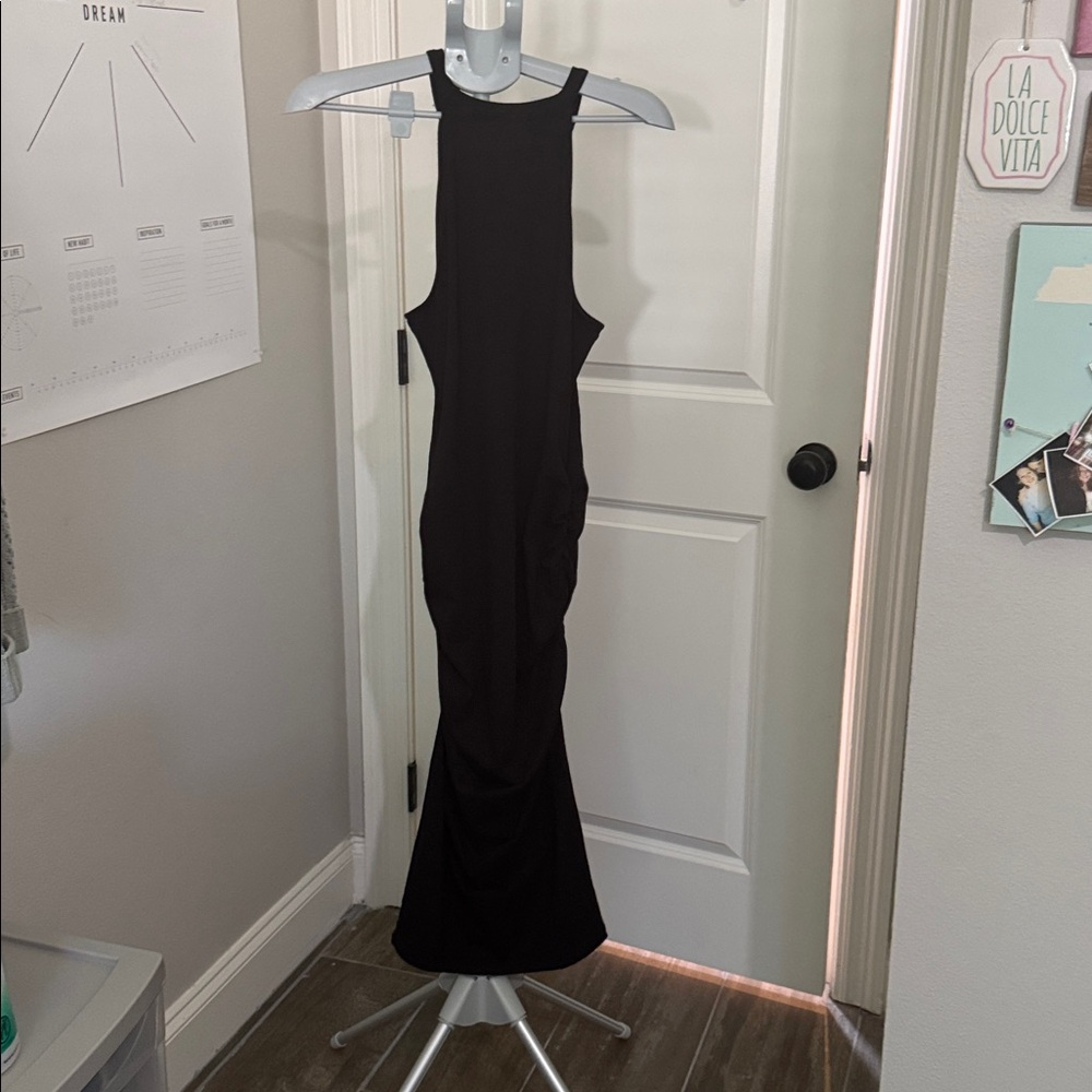 Anthropologie Michael Stars - Medium - Black Ruched Midi Dress - EUC - Picture 6 of 6